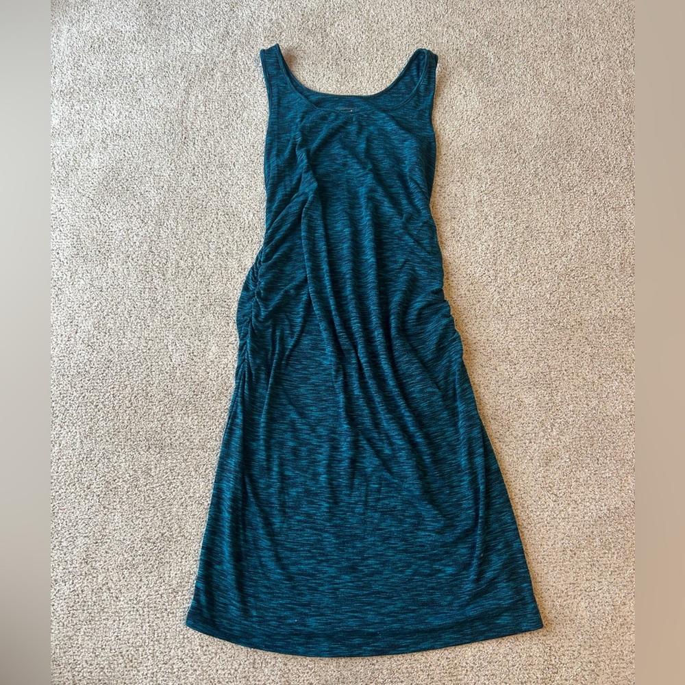 Heather teal maternity dress with side rouching